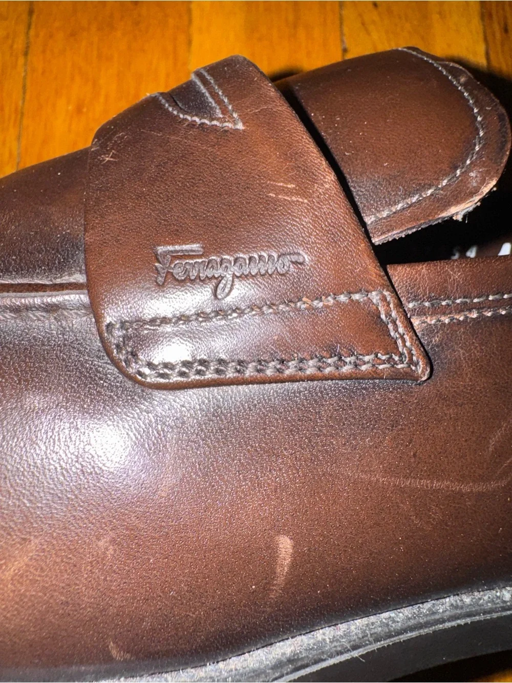 Salvatore Ferragamo Men's Dark Brown Leather Penny Loafers